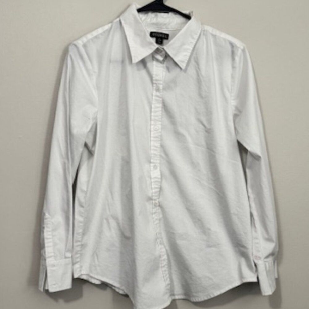 USED Men's George Long Sleeve Button Up Shirt Color White Size Large (12-14)